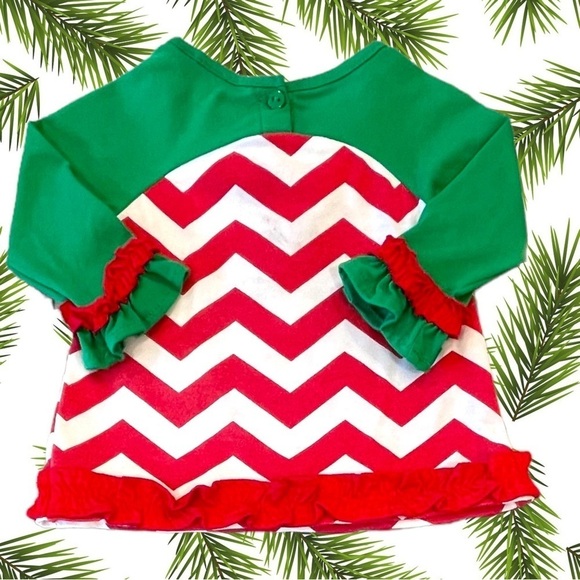 Rare Edition Red Chevron & Green “O Christmas Tree” Dress Size 3M - Picture 2 of 2
